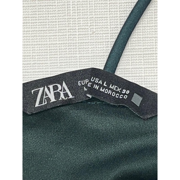 Zara Womens Green Velvet Rhinestone Fringe Sleeveless Mini Dress Large - Picture 4 of 11